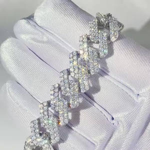 925 Sterling Silver Moissanite Diamond Sharp <b>Cuban</b> <b>Link</b> <b>Bracelet</b> Hip Hop Jewelry for <b>Men</b> and Women - Product Image 4