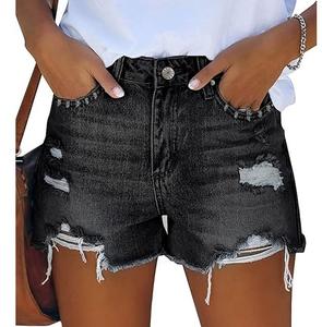 New Best Article Women's Denim <b>Jeans</b> <b>Short</b> Breathable Wholesale Rate Customized Logo <b>Short</b> Zip Up Solid <b>Black</b> Color Outdoor Wear - Product Image 1