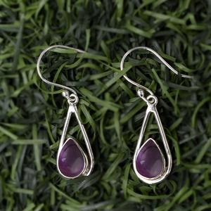 Pendientes colgantes de Plata de Ley 925 sólida de tendencia, joyería colgante de piedras preciosas de amatista para mujeres y niñas para fiestas - Product Image 2