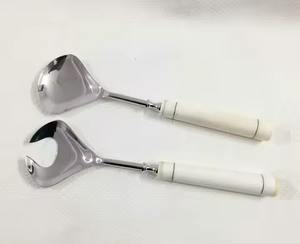 Natural Wood Eco-Friendly Salad Server Set Dishwasher Safe for Salad <b>Soup</b> & Spiced Fruits Mixing - Product Image 6