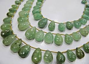 Briolette liso con forma de pera Esmeralda sin tratar natural 6x9mm a 12x18mm cuentas graduadas hilo colombiano real 9 pulgadas de largo - Product Image 2