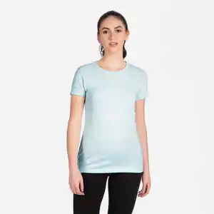 Women's CVC T-Shirt Ice Blue Wholesale Custom logo breathable cvc ladies Tee For printing blank t-shirt for women