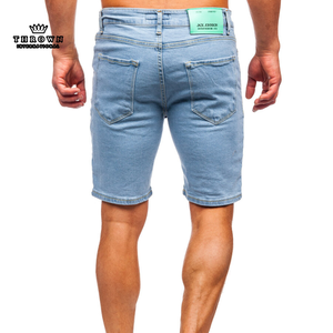 Pantalones cortos vaqueros desgastados transpirables de alta calidad 100% al por mayor logotipo personalizado azul cielo ropa de calle ropa activa Cristal de moda - Product Image 3