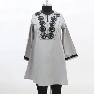 Dress with beautiful design on yoke and lace design on sleeve manufactured in India full sleeves custom ODM 100% Cotton