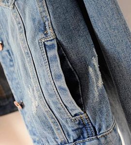 Veste en jean pour femmes pour la saison d'hiver Vestes en jean pour femmes Manteaux en jean déchirés à manches longues - Product Image 2