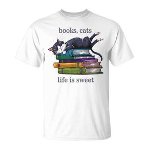 T-shirt promozionale da donna per amanti dei libri e dei gatti - Product Image 1