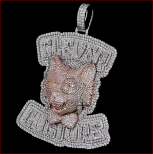 Pendentif bicolore en or rose 18 carats plaqué argent pour homme, acier inoxydable, moissanite, diamant, hip hop pour la mode, accessoire pour homme - Product Image 2