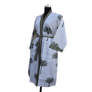 Kimono Robe gaufrée en coton Robe de nuit d'été ouverte sur le devant Robe de plage Robe - Product Image 4