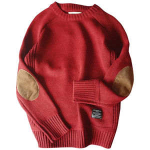 Pull en maille à col rond classique à broderie numérique avec empiècements en polaire aux coudes, couleurs personnalisées pour hommes, très demandé - Product Image 5