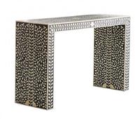 Table console moderne en bois et MDF avec incrustation d'os et cascade pour salon, hôtel, maison et bureau