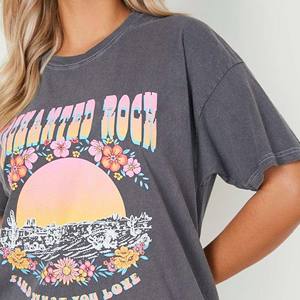 Camiseta de corte cuadrado extragrande Vintage OEM para mujer, camiseta transpirable de manga larga con aspecto de lavado ácido desgastado, tela transpirable, talla XL, suministro al por mayor - Product Image 2