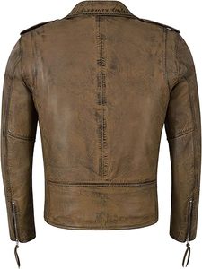 เสื้อแจ็คเก็ตหนังผู้ชายวินเทจผ้าขนเป็ดซาฟารีเท่ออกแบบได้ตามต้องการ - Product Image 4