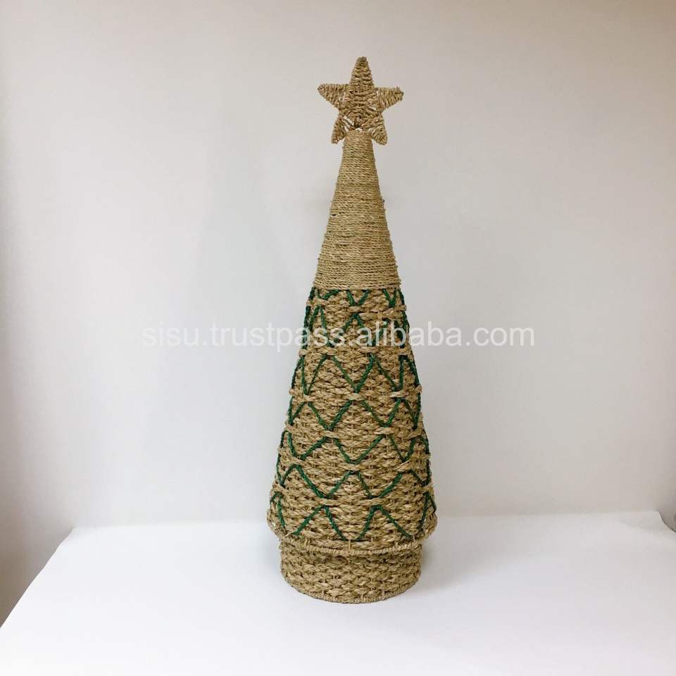 Hot Selling Indoor Seagrass Christmas Tree Handmade for Home Decorations; Wholesale Merry Christmas Cheap Price