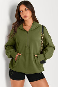 <b>Half</b> <b>Zip</b> Hoodies for <b>Woman</b> Vintage French Terry Anti-pilling Custom Wholesale Breathable Plus Size Pullover Quater <b>Zip</b> up Hoodie - Product Image 4
