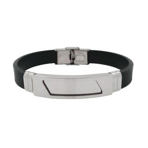 Brazaletes Personalizables para Hombre de Acero Inoxidable 316L con Dije Religioso Cristiano en Forma de Paralelogramo de Perlas, Cierre de Seguridad Tipo Pico de Pato, Acabado Pulido - Product Image 3