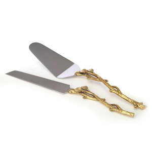 Cake Decorator <b>Knife</b> Wedding <b>Bread</b> Cake <b>Knife</b> Set Golden Handles Serving for Receptions Cake Maker Set - Product Image 1