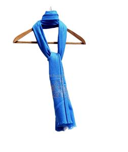 Chal tejido a mano con diamantes de imitación, azul real, indio, Cachemira, suave, de lana de oveja, estola, bufanda para hombre - Product Image 3