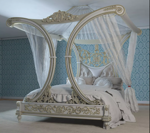 TH-H8241 de estilo europeo de lujo para dormitorio, cabecero tallado a mano con marco de madera maciza, muebles de dormitorio clásicos, diseño antiguo - Product Image 1