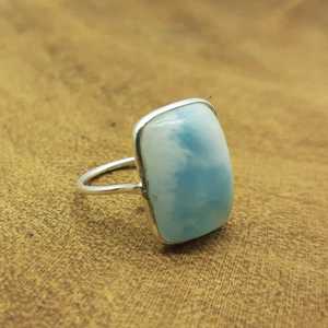 แหวนสายเดี่ยวสีเงิน925น้ำหนักเบาอัญมณีลาริมาร์เครื่องประดับสำหรับงานแต่งงานเครื่องประดับสำหรับอินเดียขายส่ง - Product Image 1