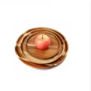 Assiette en bois d'acacia de haute qualité plateau de service en bois massif fruits élégant chargeur en bois européen plats maison par artisanat croissant - Product Image 3