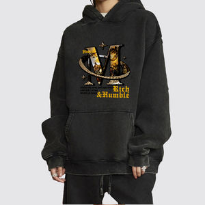 Sudaderas con capucha para hombre de alta calidad lavadas con ácido impresas al por mayor de peso pesado - Product Image 3