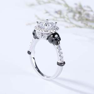Jeulia Halo Cushion Cut Sterling Silver <b>Skull</b> <b>Ring</b>-Rhodium Plated Fine Jewelry with Zircon - Product Image 4