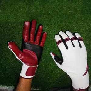 2025, venta al por mayor, guantes de bateo de béisbol y softbol de puño corto personalizados para hombres, cuero azul transpirable de alta calidad - Product Image 3