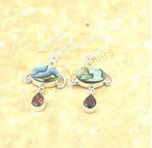 Pendientes de Concha de Abulón y Granate Rojo, Pendientes Colgantes, Joyería de Regalo para Mujer al Mejor Precio - Product Image 6