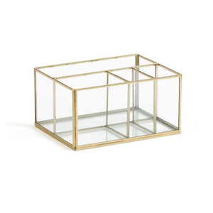 Boîte de rangement pour bijoux en métal et verre géométrique doré moderne de qualité supérieure pour la décoration de la maison - Product Image 3