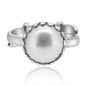 NOVAMART Fine <b>Silver</b> Astrological Gemstone <b>Ring</b> 4.25 & 12.25 Ratti Natural IIGS Certified Moti (Pearl) <b>Adjustable</b> Sizes Wholesal - Product Image 2