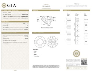 B2B D'Vins Jewels para GIA Certified 1,05 CT Diamante redondo blanco suelto natural de J Color FL FLOW Purity EX Cut Pulido - Product Image 2