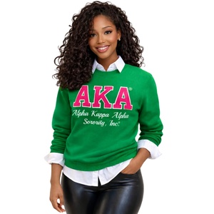 Sweat-shirt en chenille AKA Sorority Inc pour femmes, sweat-shirt à col rond de qualité supérieure avec lettres grecques brodées - Product Image 1