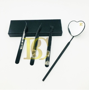 Pince à épiler de qualité supérieure vison Extensions de cils noirs et miroir noir Pince à épiler durable en acier inoxydable testée à la main - Product Image 6