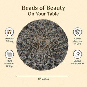 Modern Classic Design Glass Beads Placemat for <b>Dinner</b> Parties and <b>Table</b> Decor Impresses Guests with a Romantic Touch - Product Image 2