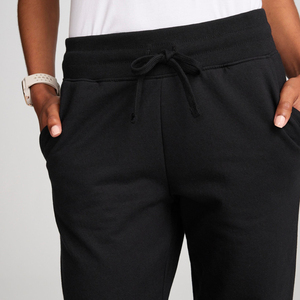 กางเกงวิ่งขนแกะสีดำสำหรับผู้หญิงกางเกงผ้าคอตตอนเนื้อนุ่มใส่สบายกางเกงลำลองมีเชือกผูกเอวยางยืดใส่สบายใส่สบาย - Product Image 3