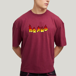 T-shirt Homme Hip Hop Ample et Lourd en Coton 100% de Haute Qualité avec Logo Imprimé Numérique Personnalisé et Épaules Tombantes Couleur Unie - Product Image 1