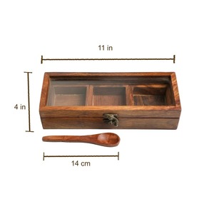 Estante y caja contenedora de especias de madera de tamaño personalizado de alta calidad, precio al por mayor indio para almacenamiento de sal - Product Image 6