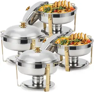 5 Qt Chafing Dish Buffet Set com tampa de aço inoxidável, Chafers redondas e Buffet Warmers Sets