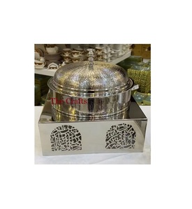 Design attrayant en acier inoxydable couleur argent chauffe-plats forme ronde chauffe-plats servant chauffe-plats en vrac - Product Image 1