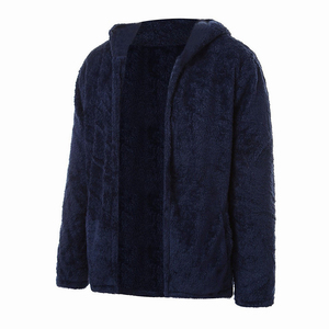 Wholesale Lightweight Outdoor Wear Sherpa Hoodie Zipper Up Navy Blue Color <b>Slim</b> Fit Men Fleece Sherpa Hoodie - Product Image 1