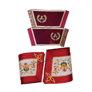 Masonic Gauntlets Cuffs Double Silver Braid for Masonic Regalia Uniforms - Product Image 5