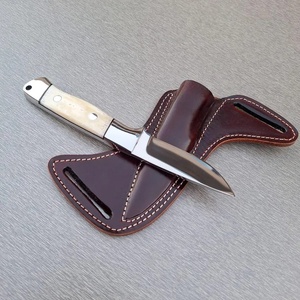 Cuchillo de Caza de Hoja Fija de Acero de Damasco Personalizado con Mango de Hueso |   Funda de Cuero para Cuchillo de Camping, Venta al por Mayor OEM - Product Image 2
