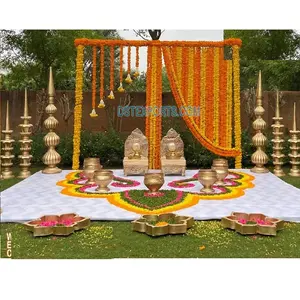 新娘新郎花园主题户外Haldi仪式装饰传统Haldi仪式南印度婚礼Haldi装饰