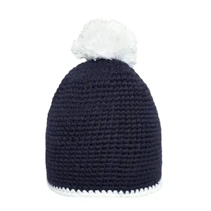 Chapeau à pompon à rayures contrastées personnalisées, accessoires de sport d'hiver, merchandising - Product Image 4