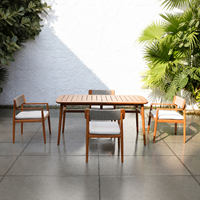 Massives Teakholz-Gartenmöbel-Set mit Seilgeflecht-Esszimmerstühlen für Yachtdecks und Outdoor-Restaurantprojekte in Resorts