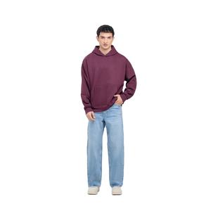 Sudadera con capucha cálida para hombre, sudadera de talla grande con logotipo personalizado, sudadera de lana morada lisa con bolsillos, diseño OEM personalizable al por mayor - Product Image 2