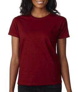 T-shirt pour femme de couleur bordeaux, col rond, manches courtes, taille plus, uni, teint, décontracté, mode, vente en gros, prix bas, qualité fiable - Product Image 3