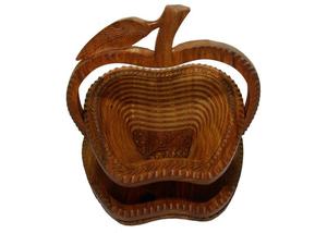 "Cesta de fruta seca de madera plegable en forma de manzana grande frutero plegable hecho a mano estilo Oden bandeja de madera para aperitivos Cocina - Product Image 3