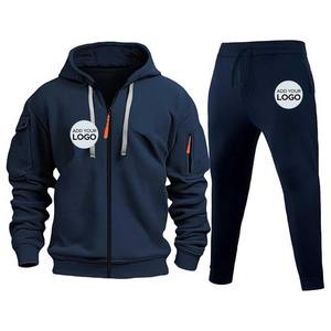 Survêtements pour hommes Ensembles de survêtements 2 pièces Pantalons de survêtement à capuche avec fermeture éclair complète pour hommes Tenue de jogging de sport décontractée - Product Image 1