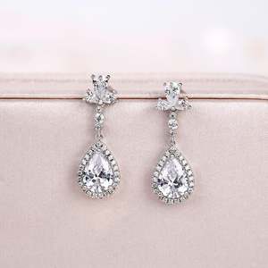 ต่างหูแฟชั่นทรงหยดน้ำเงินสเตอร์ลิงเจลิยา ฮาโล เพียร์ คัท - Product Image 5
